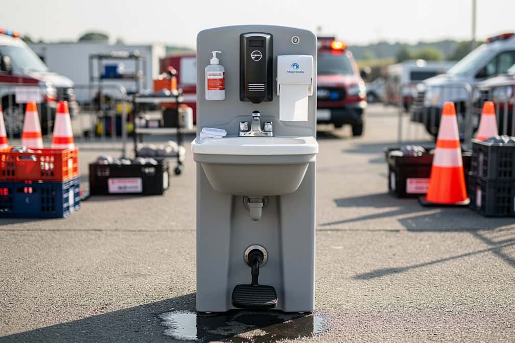 Handwash station at emergency setup